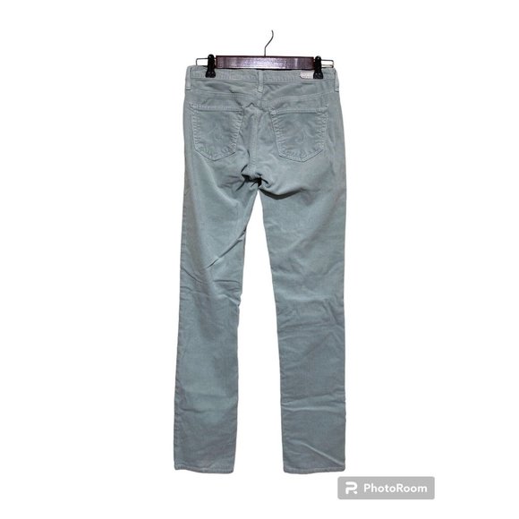 AG Adriano Goldschmied The Stevie Slim Straight Corduroy Pants Womens 25R Green - Picture 2 of 10